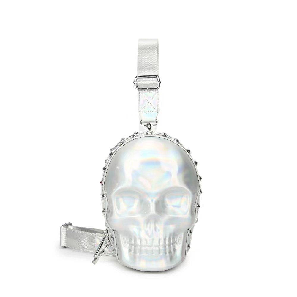 Unisex 3D Skull Kreepsville waist and chest sling bag with bold skull design by Rossie Viren.