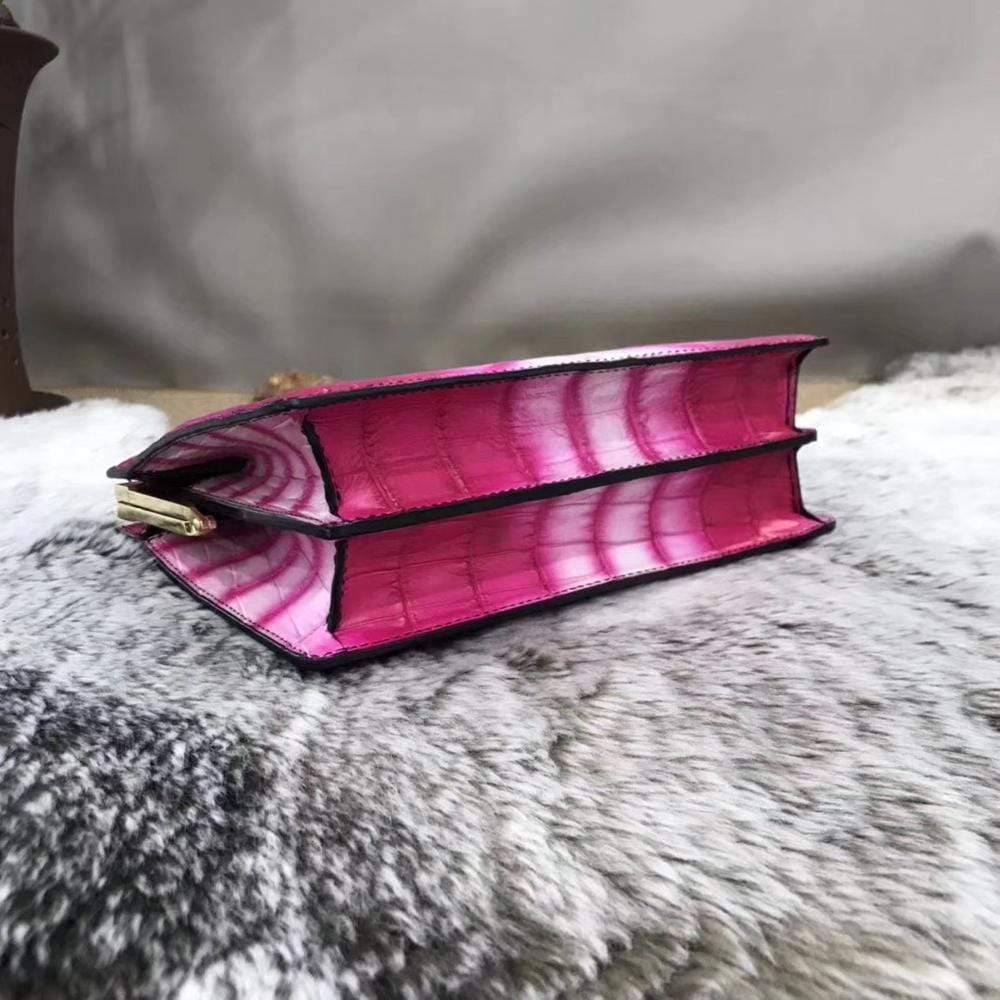 Vintage Crocodile Leather Evening Purse Top Handle Clutch Bag