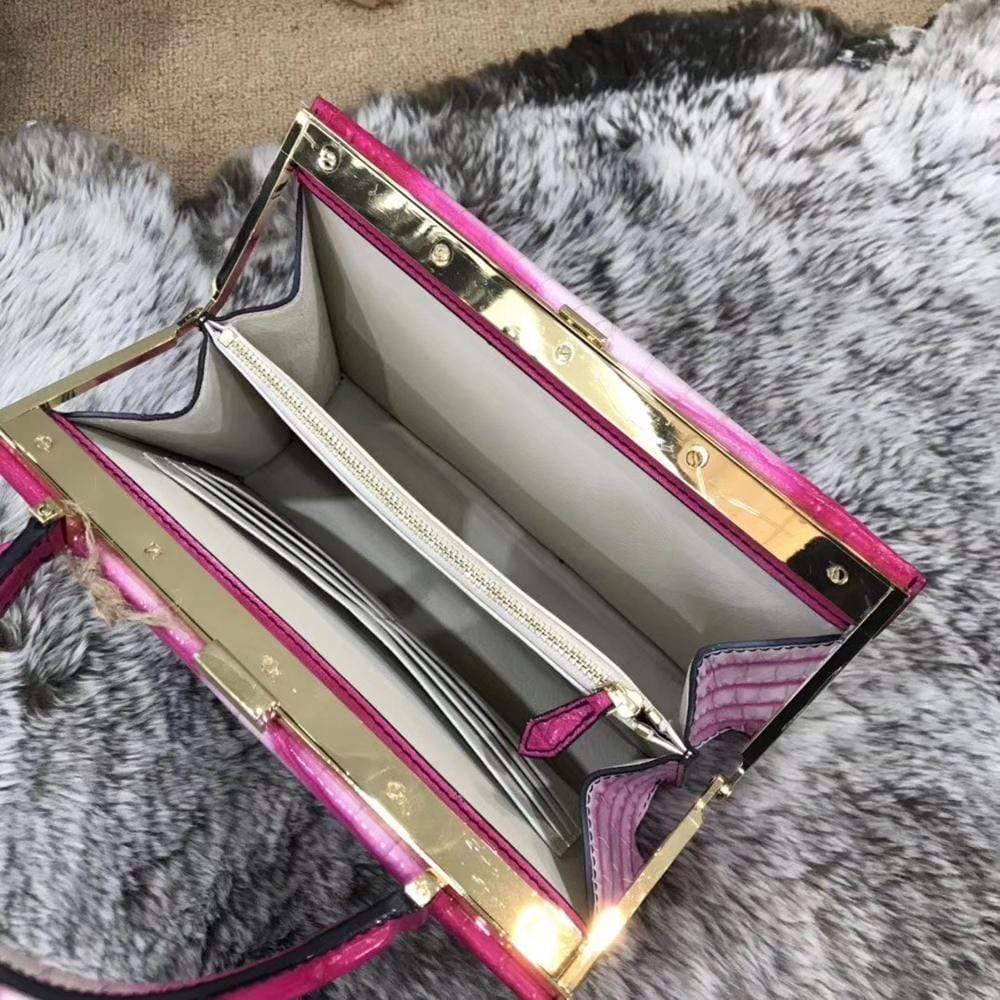 Vintage Crocodile Leather Evening Purse Top Handle Clutch Bag