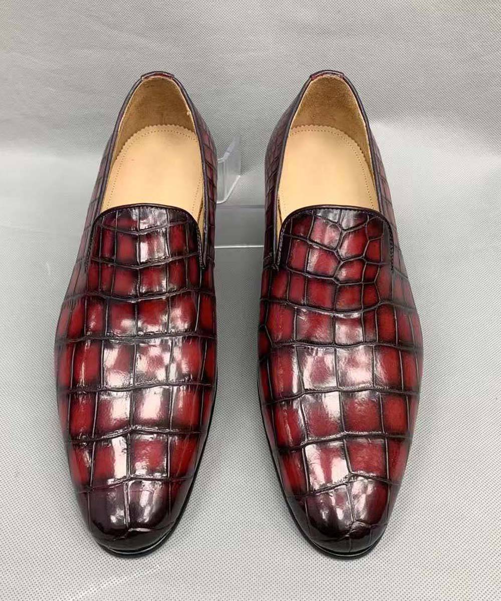 Crocodile Shoes Vintage Men's Genuine Crocodile Skin Leather Slip On Loafers Driving Fashion Luxury Business Driving Shoes