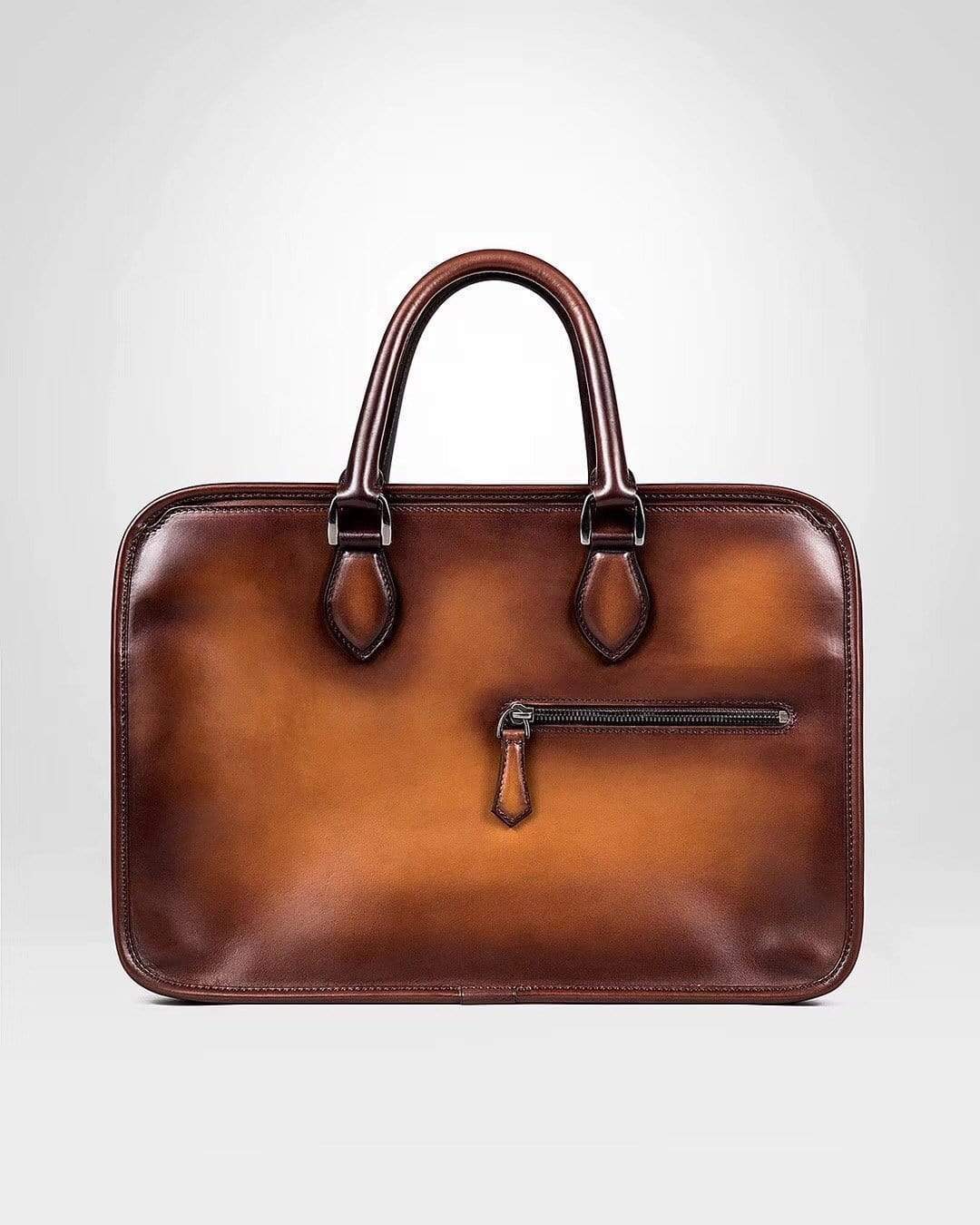 Vintage Rossie Viren cowhide leather handbag with smooth finish, stylish and durable for carry-all use.