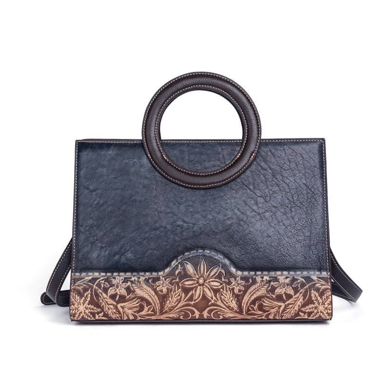 Rossie Viren women's small crossbody tote bag with leather circular handle, stylish handbag for everyday use.