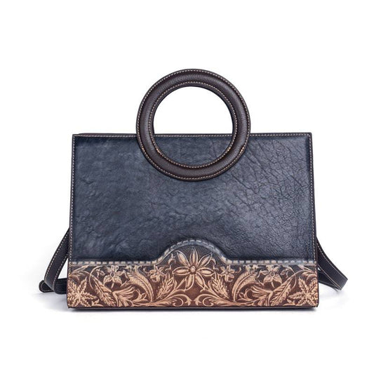 Rossie Viren Women's Women Crossbody Small Tote Bag with Leather Circular Handle | Handle Bag | Crossbody Bag
