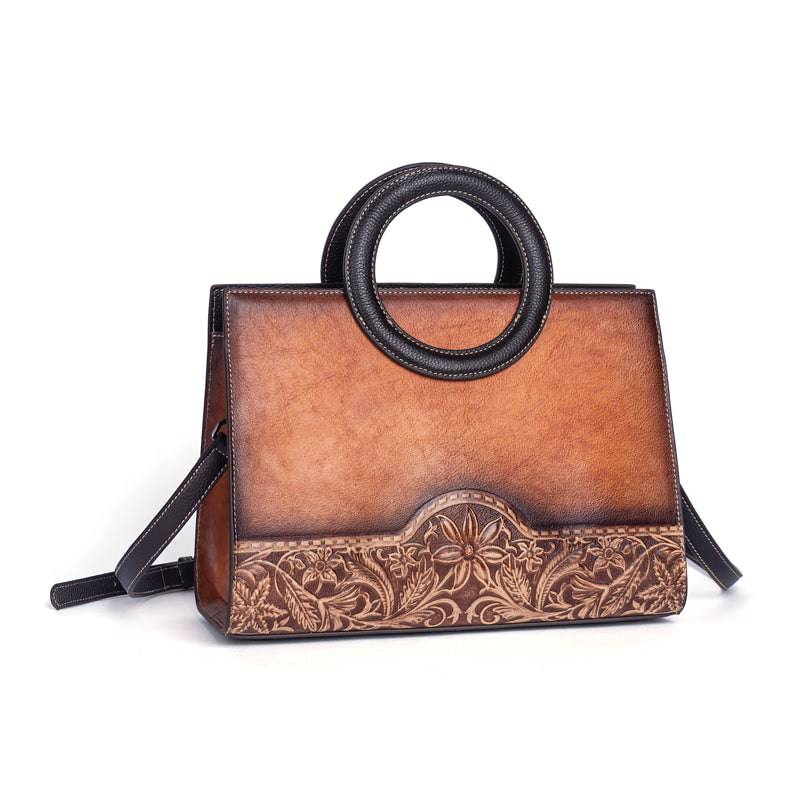 Rossie Viren women's crossbody small tote bag with leather circular handle, stylish handbag for everyday use.