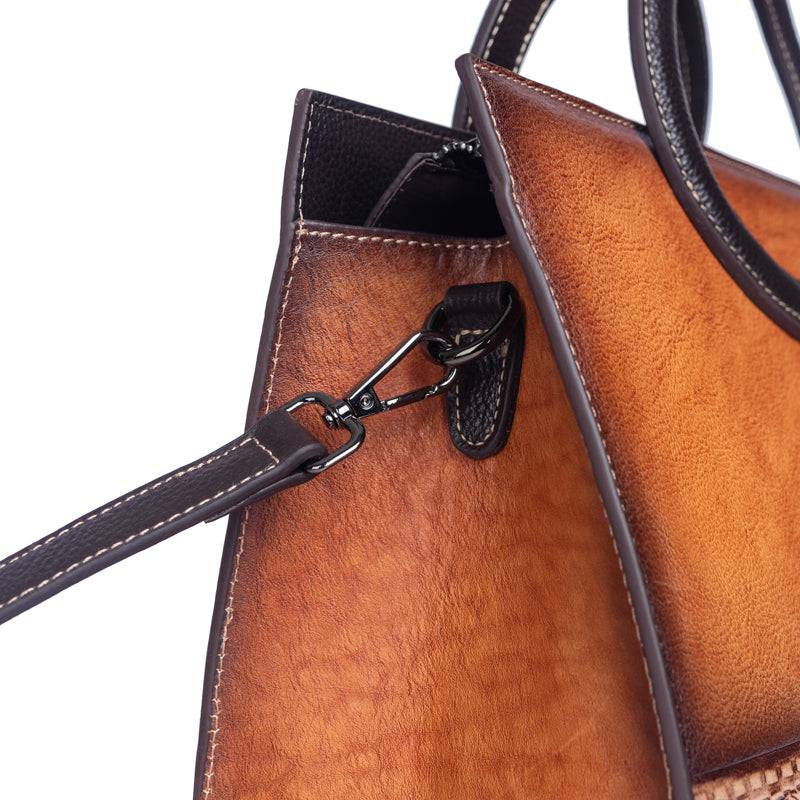 Rossie Viren women's crossbody tote bag with leather circular handle, small handbag with elegant design and compact size.