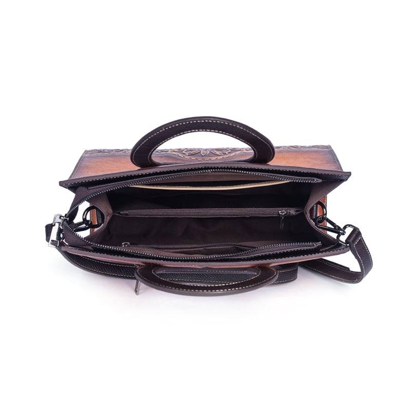 Rossie Viren women's crossbody tote bag with leather circular handle, small handbag ideal for daily use and style.
