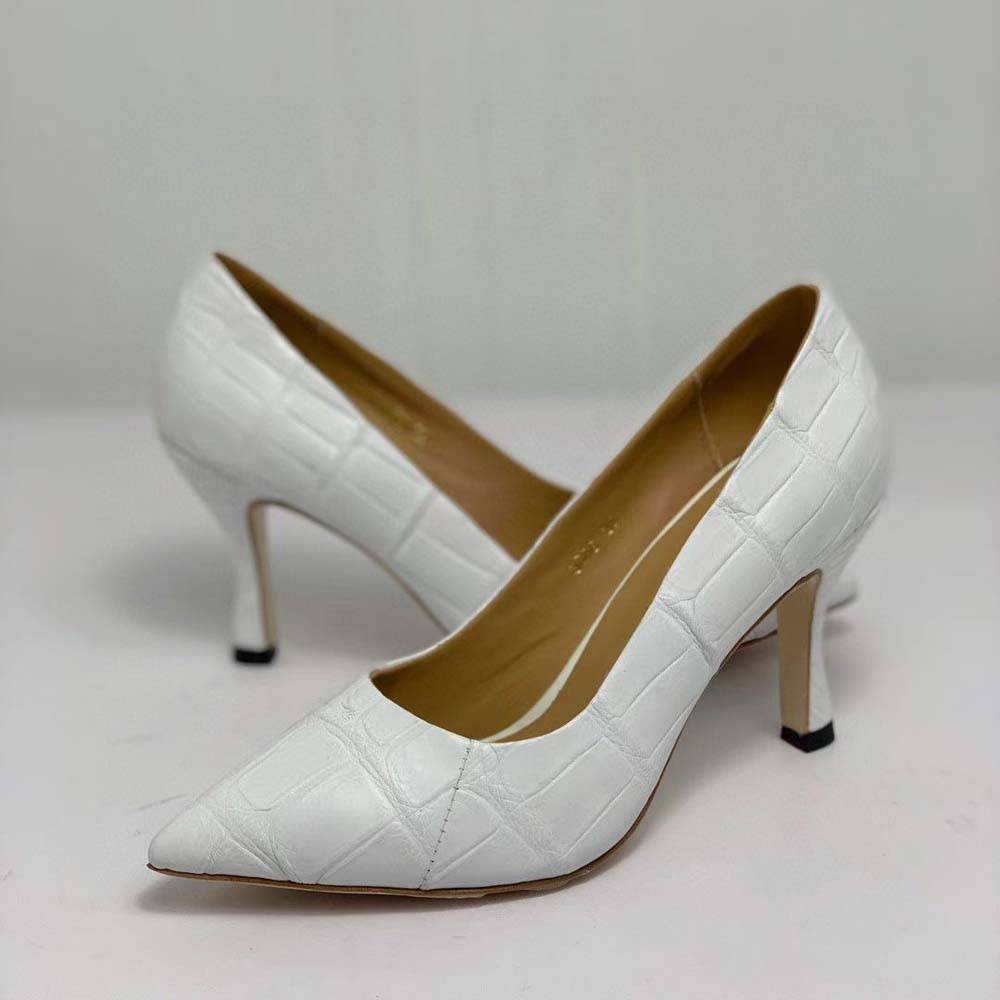 Crocodile Shoes Women's Crocodile Leather  Low Heel Dress Shoes