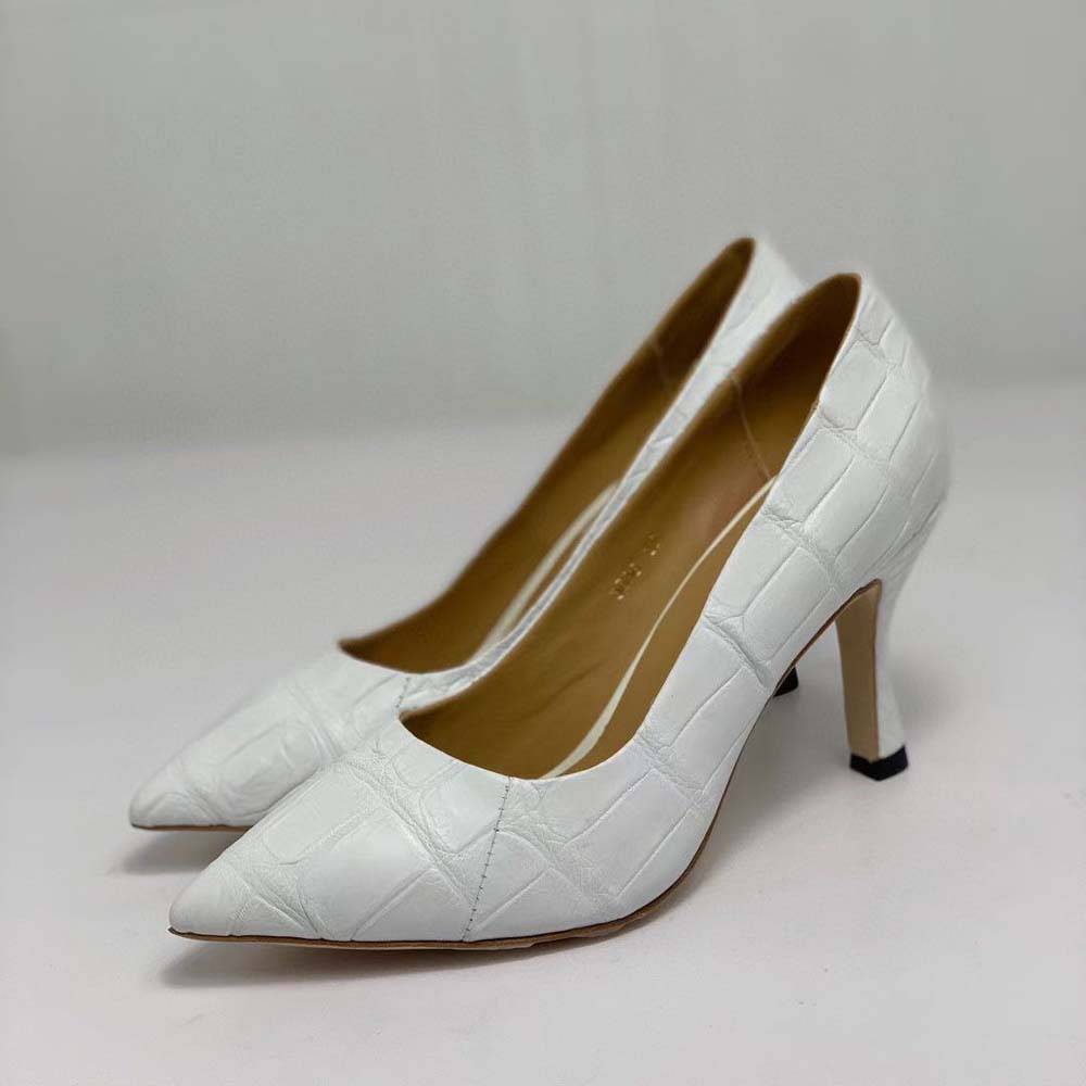 Crocodile Shoes Women's Crocodile Leather  Low Heel Dress Shoes