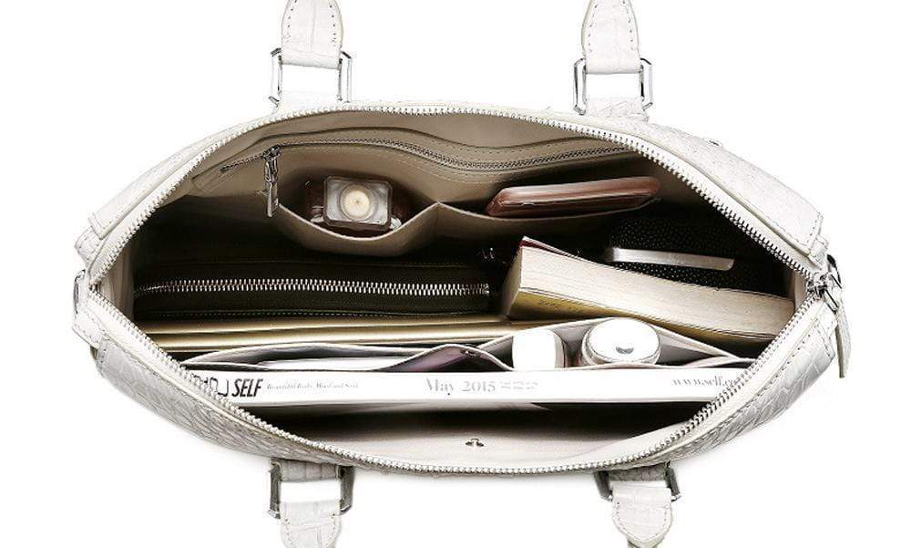 Women's Genuine Crocodile  Leather Briefcase White