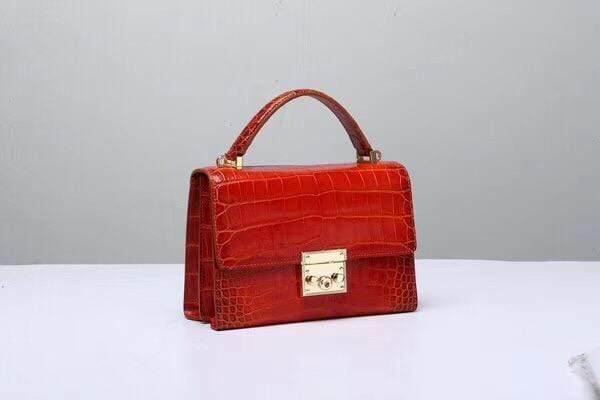 Women's Genuine Crocodile Leather Tote  Top Handle Bags Red