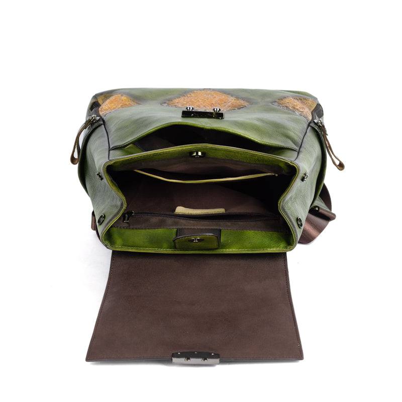 Rossie Viren women's vintage leather backpack with handle and shoulder strap, stylish handbag for everyday use.