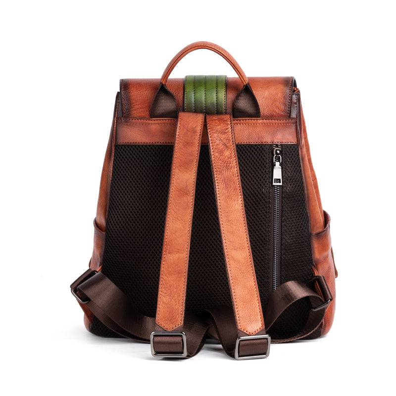 Rossie Viren women's vintage leather backpack handle shoulder bag with top handle and adjustable shoulder strap, stylish and functional.