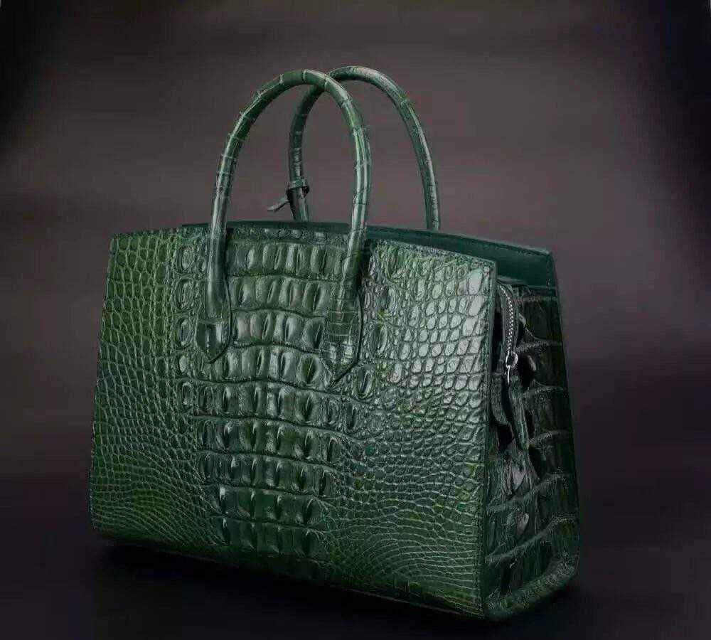 Crocodile Skin Leather Padlock Purse Office  Tote Bags For Women