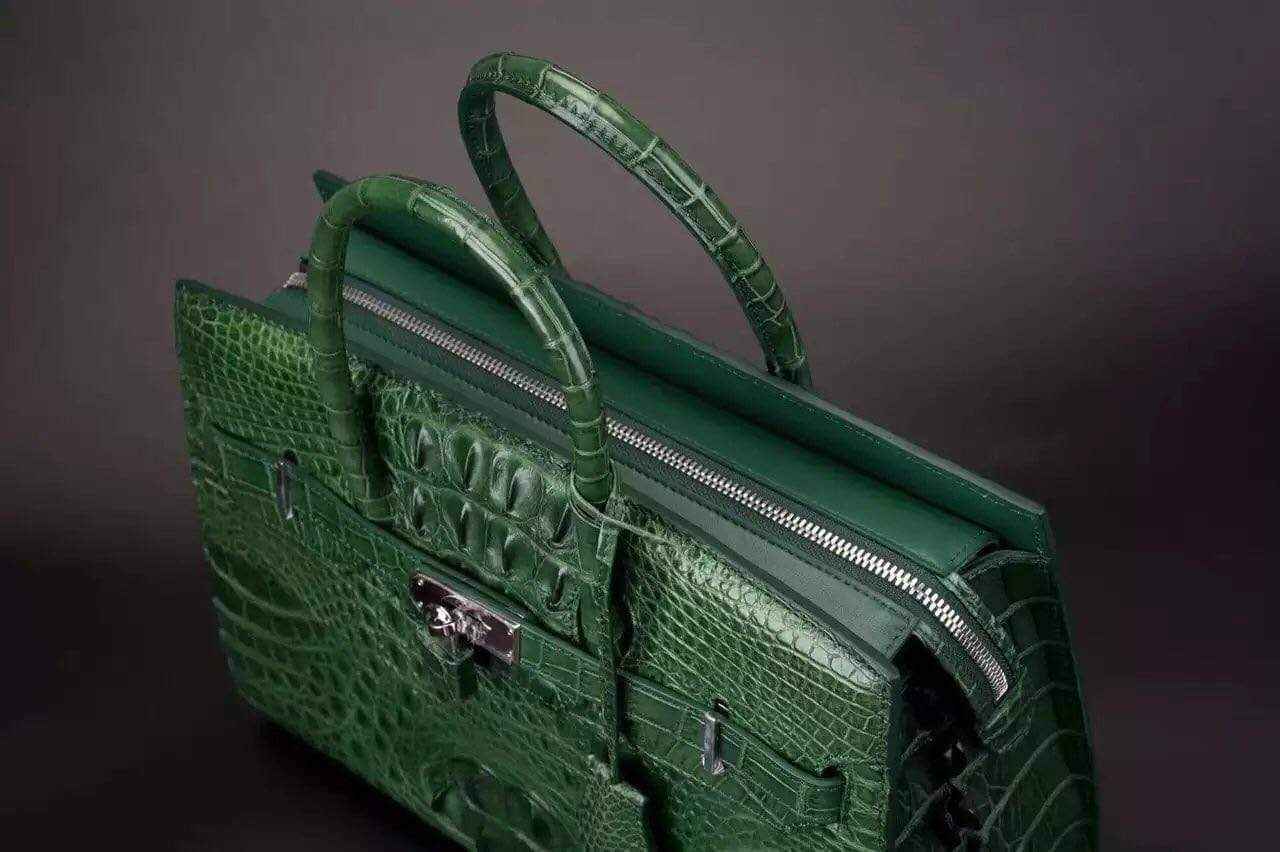 Crocodile Skin Leather Padlock Purse Office  Tote Bags For Women