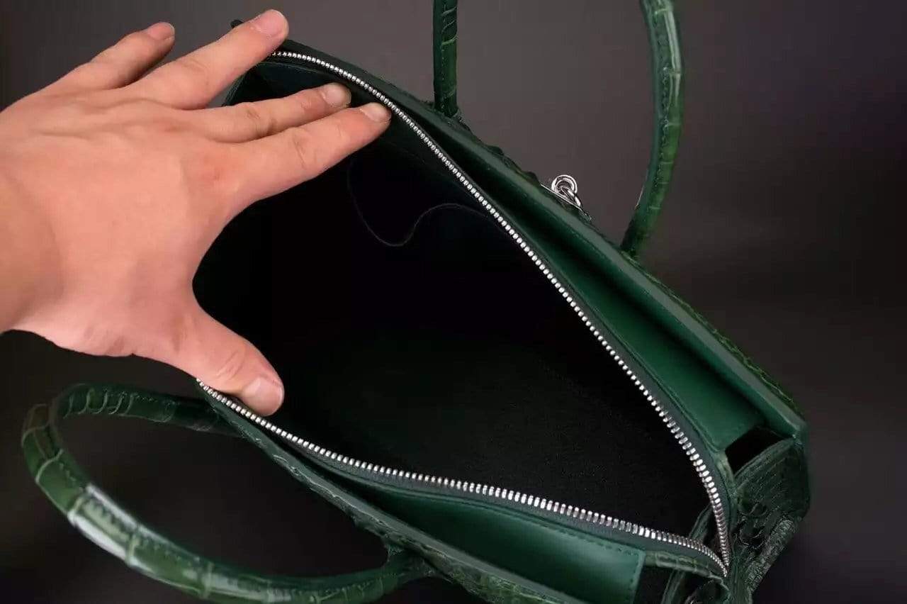 Crocodile Skin Leather Padlock Purse Office  Tote Bags For Women