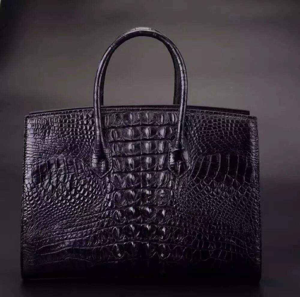 Crocodile Skin Leather Padlock Purse Office  Tote Bags For Women