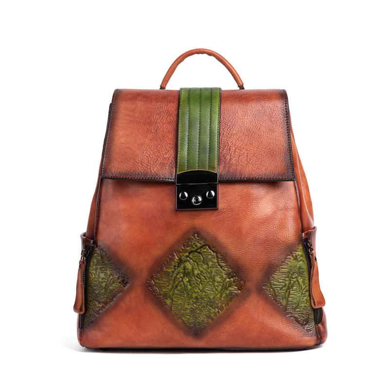 Rossie Viren women's vintage leather backpack shoulder bag with handle, featuring classic design and durable leather construction.
