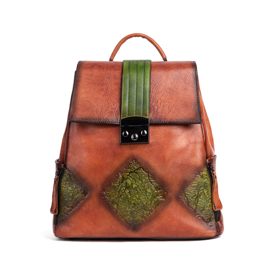 Rossie Viren Women's Women’s Vintage Leather Backpack Handle Shoulder Bag