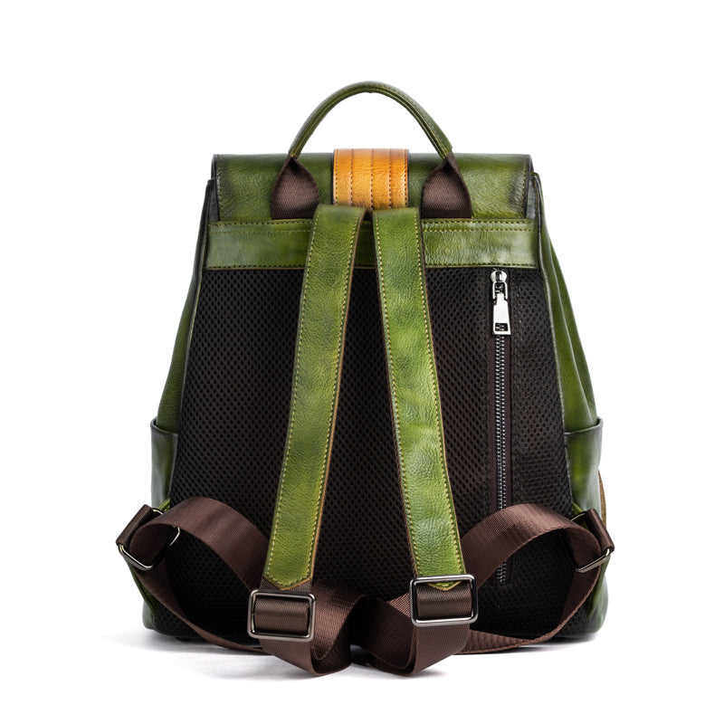 Rossie Viren women's vintage leather backpack handle shoulder bag showing classic design and brown leather material.