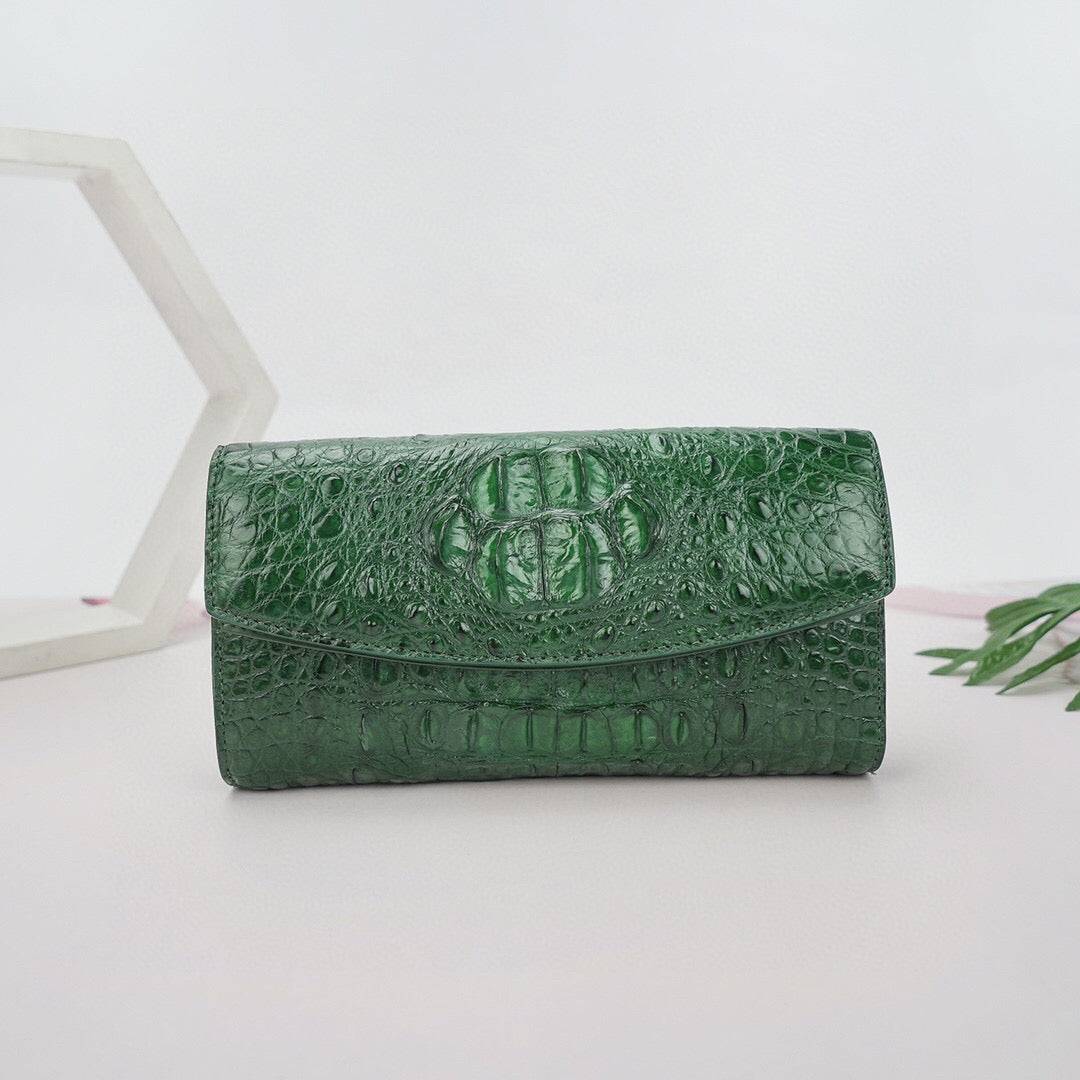 Womens  Crocodile Leather Envelope Evening Clutch Bag