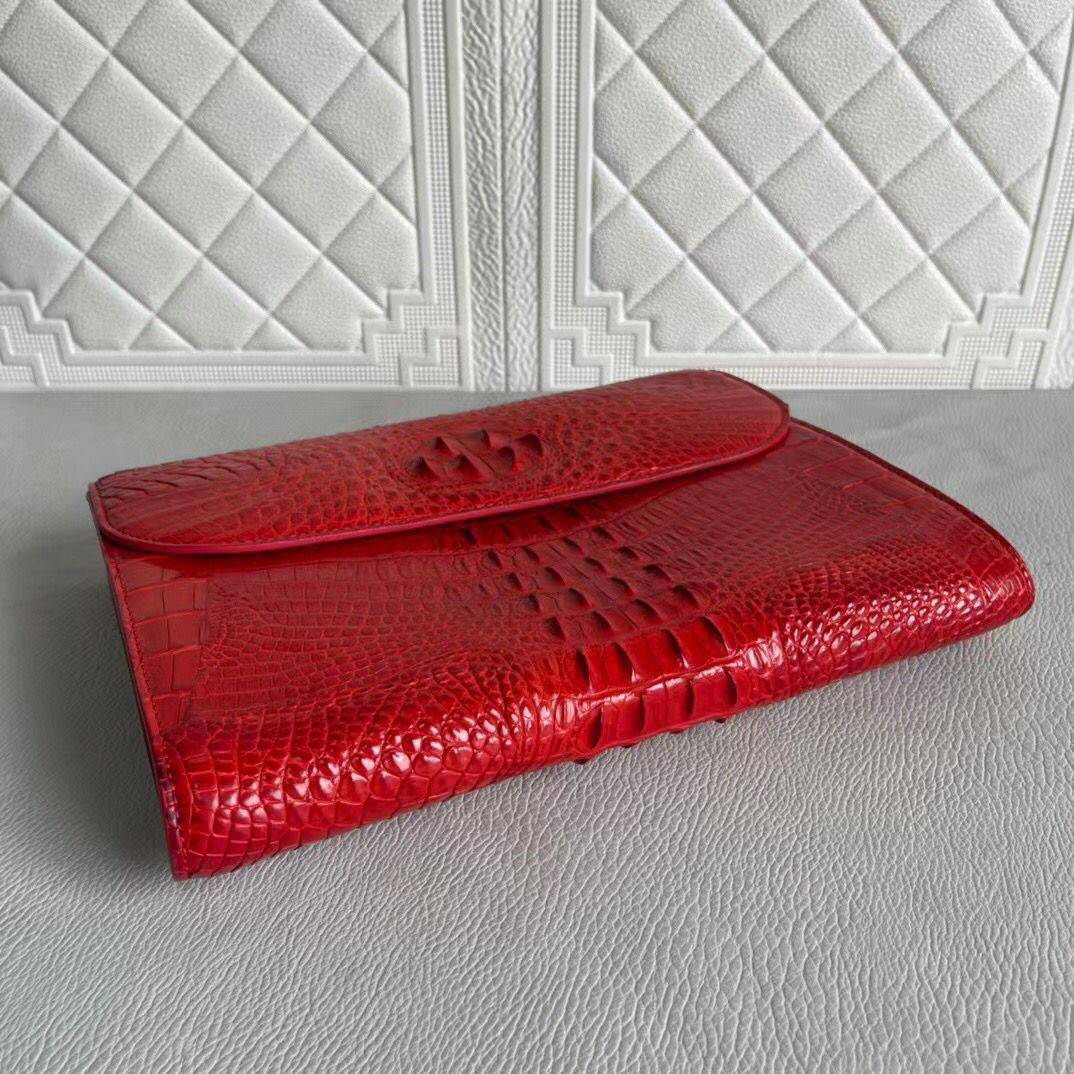 Rossie Viren women's genuine crocodile leather clutch card holder with sleek, textured crocodile pattern and compact design.