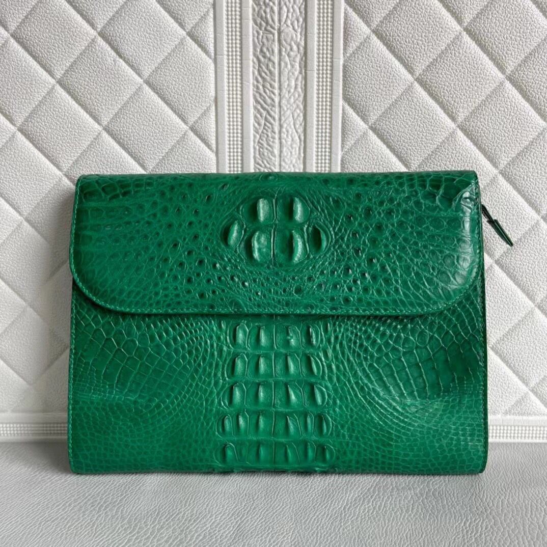 Women's genuine crocodile leather clutch card holder by Rossie Viren, featuring a sleek, textured leather design for elegant storage.