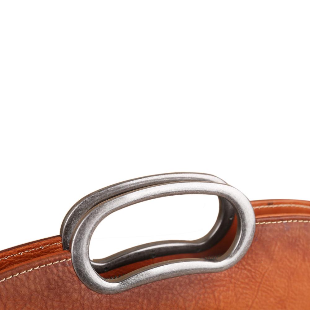 Rossie Viren Women's Womens Genuine Leather Tote Handbag Metal Top-Handle Bag Small