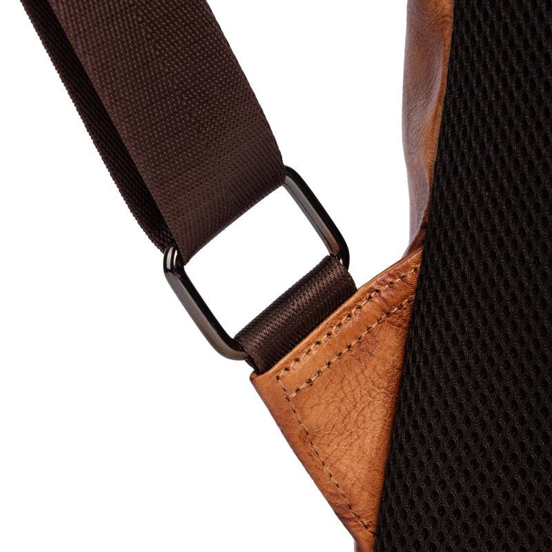 Rossie Viren women's vintage leather large backpack with sturdy straps and spacious main compartment for everyday use.