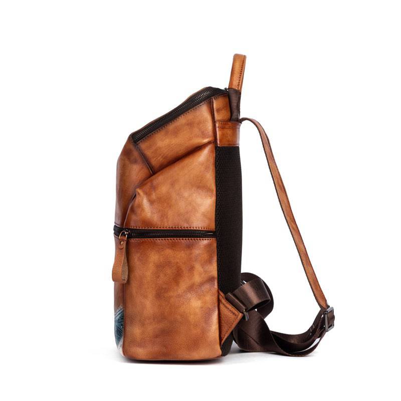 Rossie Viren women's vintage leather large backpack with adjustable straps and spacious interior, perfect for everyday use.