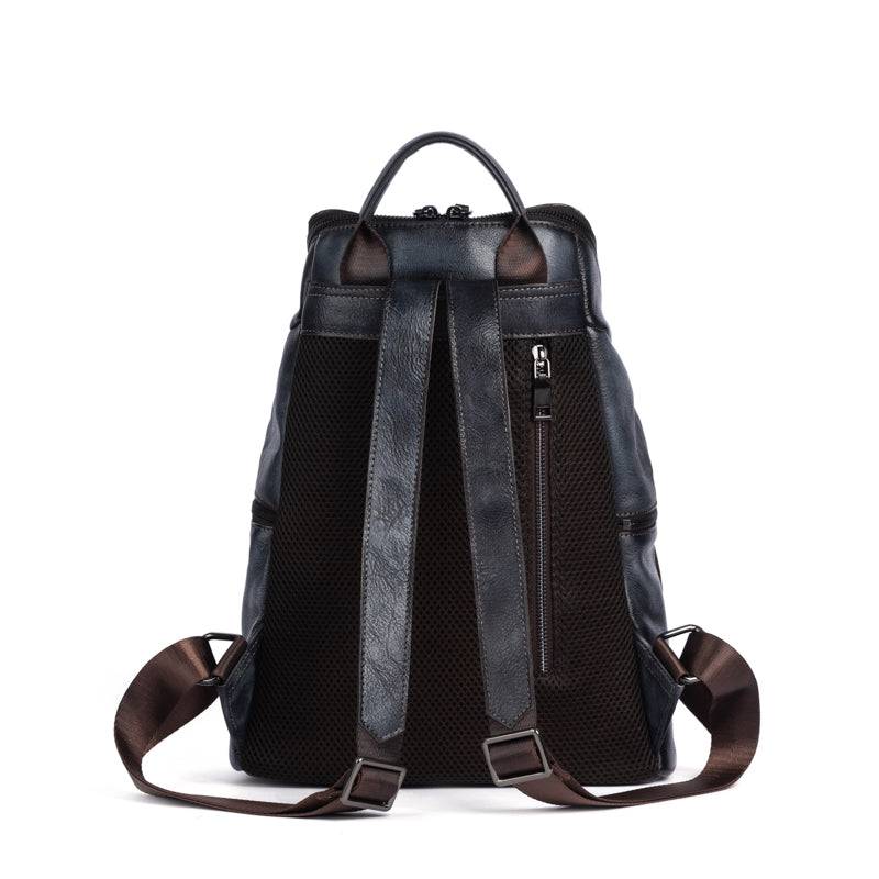 Rossie Viren women's vintage leather large backpack with adjustable straps and classic design, perfect for everyday use.