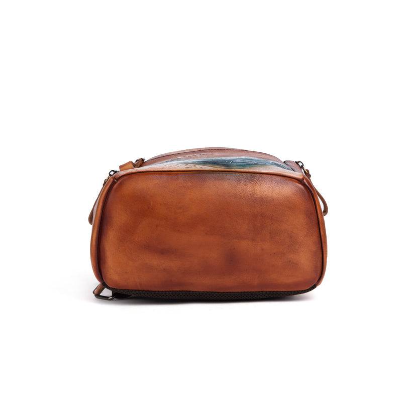 Rossie Viren women's vintage leather large backpack with sturdy straps and spacious interior, ideal for everyday use.