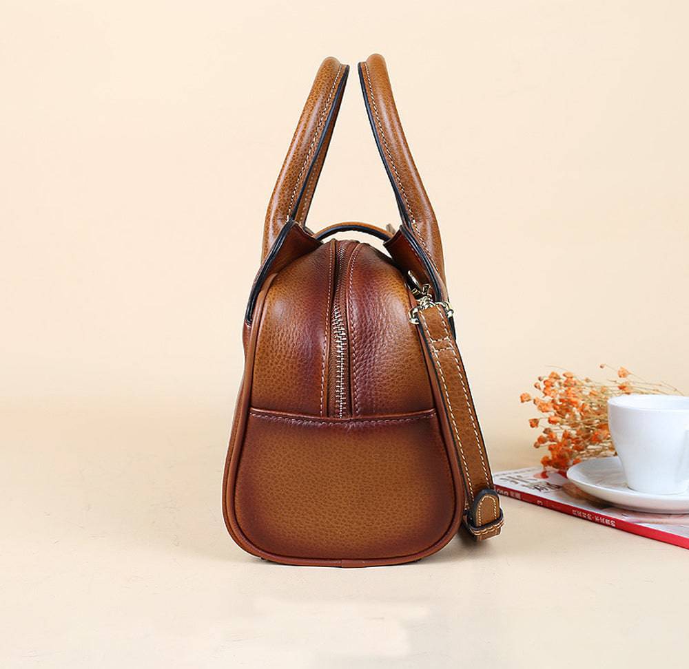 Rossie Viren Women's Womens Vintage Leather Top Handle Bag Medium