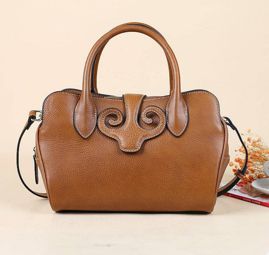 Rossie Viren Women's Womens Vintage Leather Top Handle Bag Medium