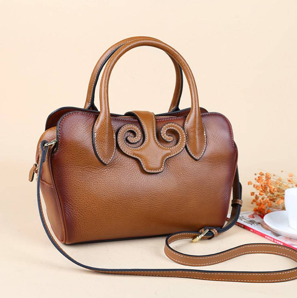 Rossie Viren Women's Womens Vintage Leather Top Handle Bag Medium
