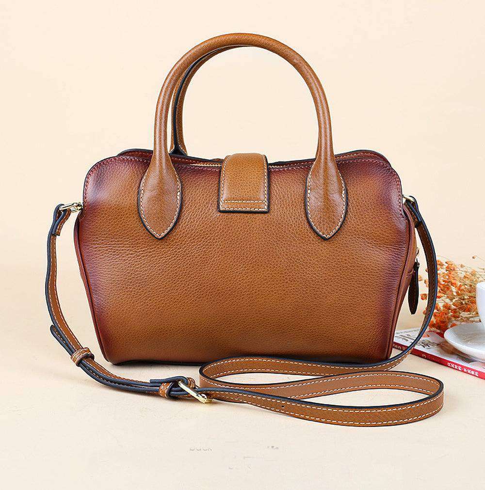 Rossie Viren Women's Womens Vintage Leather Top Handle Bag Medium