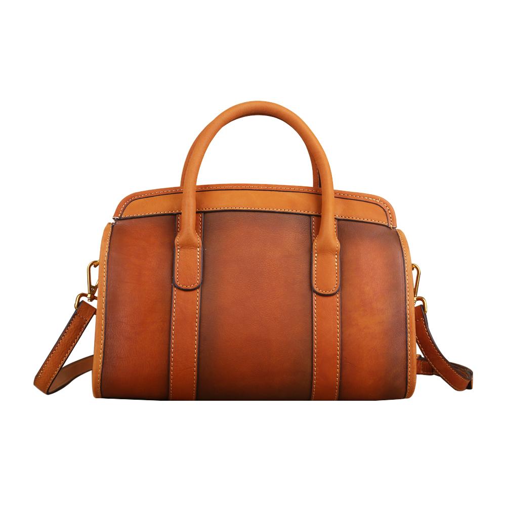 Rossie Viren Women's Womens Vintage Leather Top Handle Satchel Bag Small