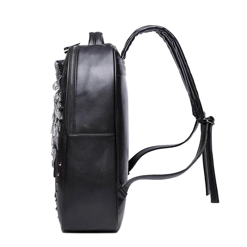Rossie Viren 3D Eagle Skull backpack with multiple compartments, outdoor travel design, ideal for laptops and everyday use.