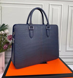 Genuine Crocodile Leather Laptop Briefcase With Passcode Knock Blue