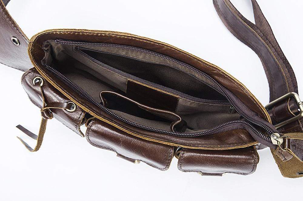 Rossie Viren vintage brown waist and shoulder handbag with adjustable strap and stylish design.