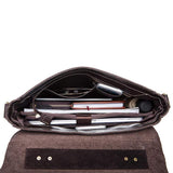 Rossie Viren Vintage Leather Men Briefcase Shoulder Bag 14" Laptop Messenger Crossbody