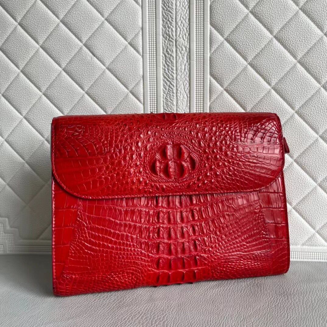 Rossie Viren women's genuine crocodile leather clutch with card holder design, showcasing textured crocodile leather and sleek style.